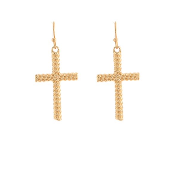 Textured Cross Earrings - Picture 1 of 2